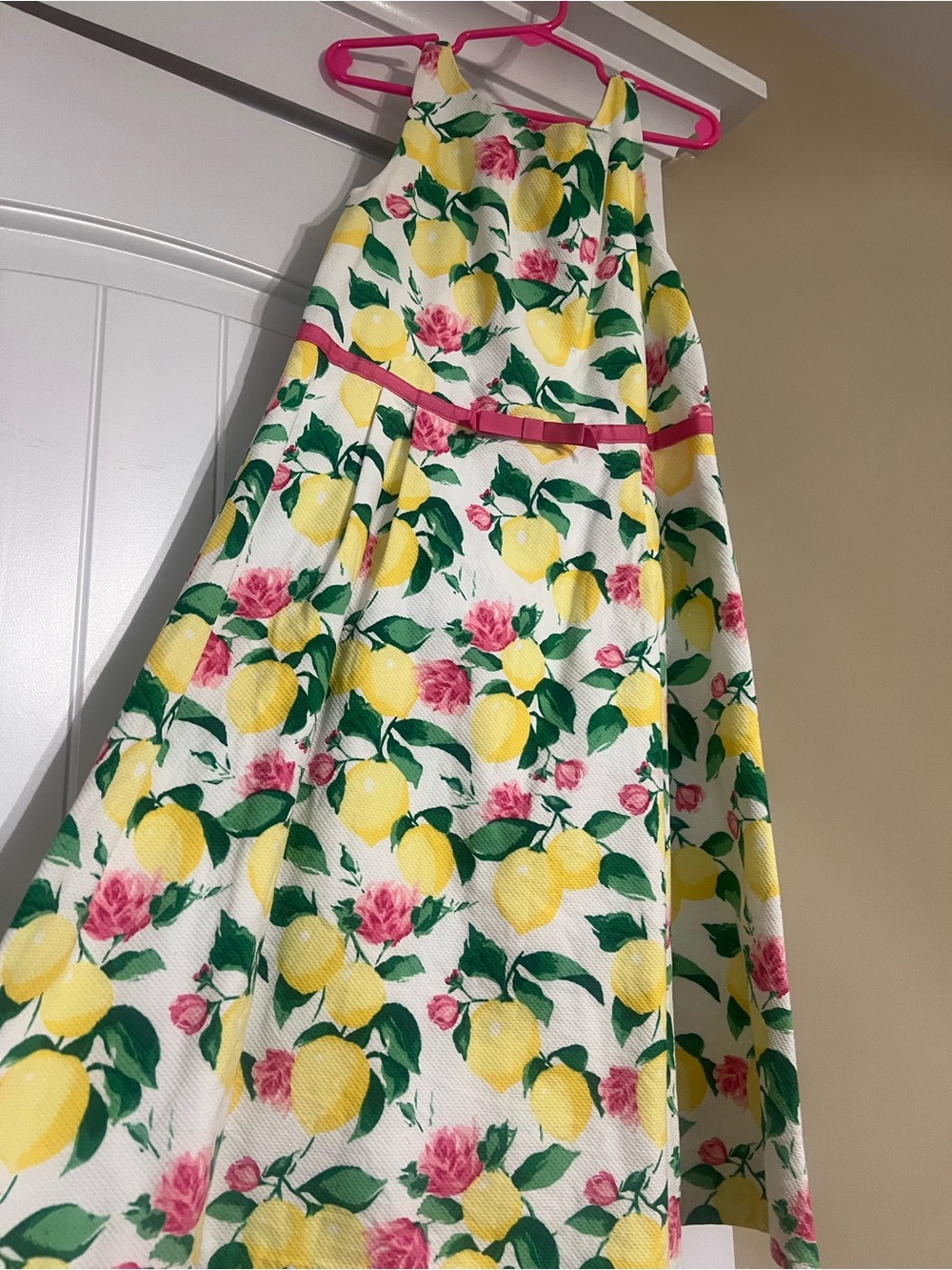 Janie and Jack White A-Line Skirt with Yellow Lemon and Pink Rose Print